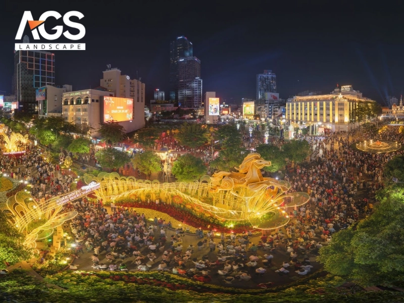 Đường hoa Nguyễn Huệ 2026 thu hút hơn 1,8 triệu lượt khách tham quan thưởng lãm (Nguồn: AGS Landscape)
