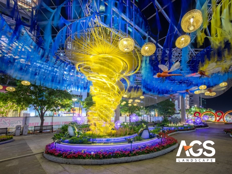Thiết kế cảnh quan hoàn chỉnh thường bao gồm nhiều yếu tố khác nhau (Nguồn: AGS Landscape)